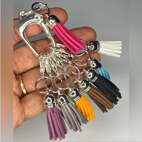 Suede tassel stitch markers for knitting and crochet. Doubles as purse charms - Picture 5 of 7